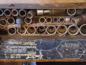 Truecraft Socket Set in Metal Toolbox - 12 in Drive Deep-Well Sockets