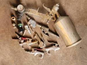 Assorted Spray Gun Parts for PaintCoating - Gauge, Regulator, Nozzles & Cup