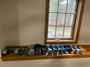 Hex Dumbbell Set - Assorted 5-15 lb Weights with Bar & Plates (ReebokEmbark)