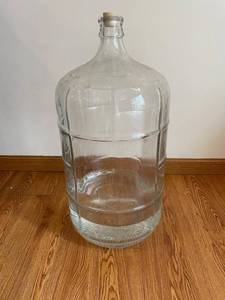 Large Clear Glass Demijohn Jug with Cork Stopper