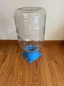 Glass  Bottle on Blue Base Stand, 5-Gallon, 20 in Tall