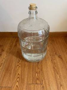 Glass Carboy Jug with Cork Stopper - Clear Ribbed Glass 16 Tall