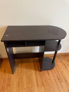 Dark Espresso Computer Desk with Curved Corner & Storage - 32 x 16 x 29