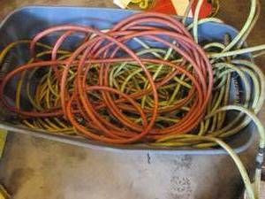 Tote filled with air hoses