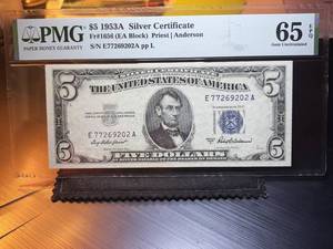 Gem Uncirculated 1953A $5 Silver Certificate PMG 65EPQ