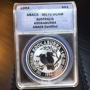 1994 ANACS MS70DCAM Silver Kookaburra, Mint Fresh