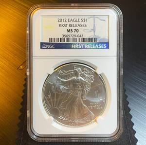 2012 NGC MS 70 Silver Eagle, First Release, Mint Fresh Case, details