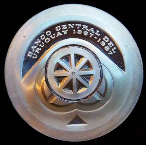 Uncirculated 1987 Uruguay Silver Proof 5,000 Nuevos Pesos, 20th Anniv Uruguay Central Bank, KM#91