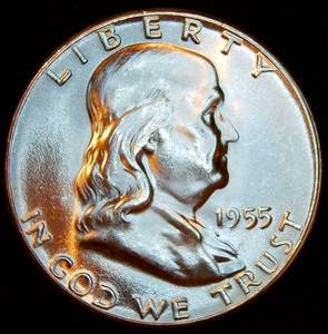 Key Date Uncirculated 1955-P Franklin Half Dollar, High Grade wFull Mint Luster