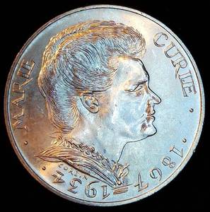 Choice Uncirculated 1984 France Silver 100 Francs, Marie Curie 50th Anniversary, Full Luster, KM #955