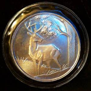 Mint Sealed 1oz .999 Silver Whitetail Deer Round