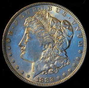 AU 1882-P Morgan Silver Dollar, Unaltered, Partial Luster