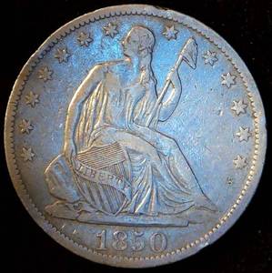 VFVF 1850-O Seated Liberty Half Dollar, Some Luster, Details