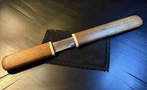 14cm Japanese Form Tant Fixed Blade, Visible Hamon Line, Beautiful Wood Shirasaya, Razor Sharp