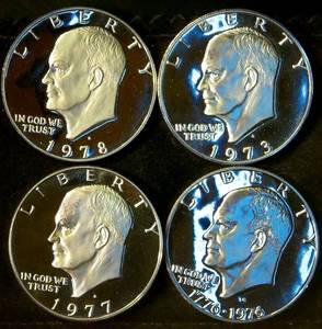 (4) Clad Proof Eisenhower Dollars