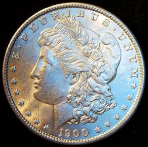 AUAU 1900-P Morgan Silver Dollar, Unaltered wStrong Luster