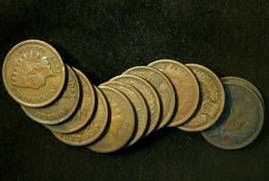 (12) Common Date Circulated Indian Head Pennies