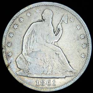 Slightly Better Date 1861-O Seated Liberty Half Dollar, Unaltered Surfaces, VG, Details