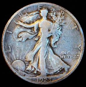 Semi-Key 1923-S Walking Liberty Half Dollar, Original Surfaces, VGVG
