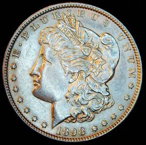 AU 1898-P Morgan Silver Dollar
