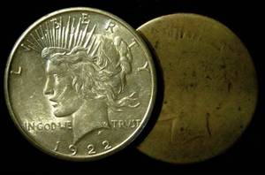 1922-S & No Date Peace Dollars