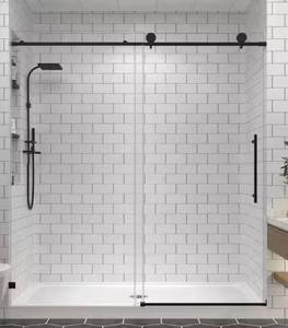 Frameless Bypass Shower Door-Matte Black