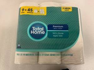 4x 9 Rolls  Total Home Premium Bath Tissue