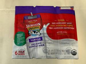 36pks Horizon Organic Shelf Stable Milk-Vanilla