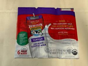 36pks Horizon Organic Shelf Stable Milk-Vanilla