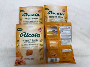 SSS. 4x 32 Wrapped Drops Ricola Throat Balm-Carmel