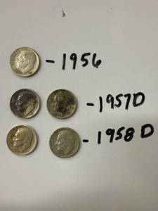 Six US Roosevelt Dimes