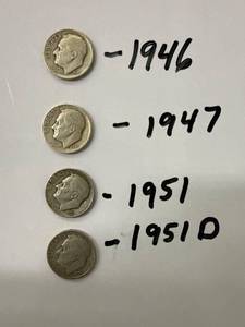 Four Silver Roosevelt Dimes