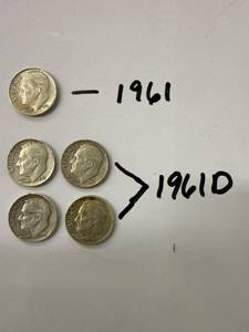 1961 and 1961D US Dimes