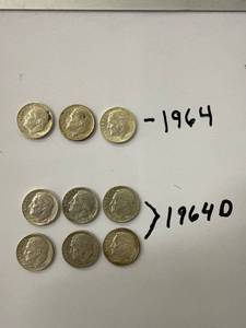 Nine U.S. Dimes Collection