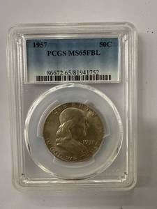 1957 Franklin Half Dollar PCGS MS65FBL