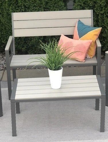 New 2pc Outdoor Set Composite Polywood All Weather Wood GrayGray BENCH COFFEE TABLE