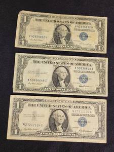 US Silver Certificate One Dollar Bills from 1935 and 1957