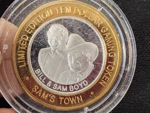 Limited Edition $10 Gaming Token Sams Town 25th Anniversary .999 Fine Silver