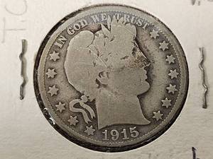 1915 Barber Half Dollar Coin with S Mint Mark