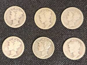 Lot of Mercury Dimes Including 1923, 1924, and 1940 Coins