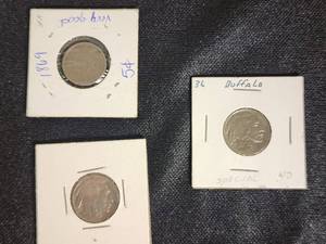 1869 Shield Nickel, Buffalo Nickels 1936 and 1937