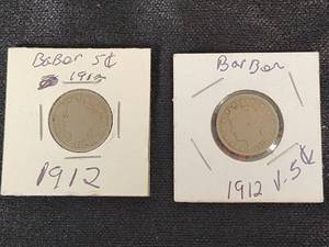 1912 Barber and Liberty Head V-Nickels