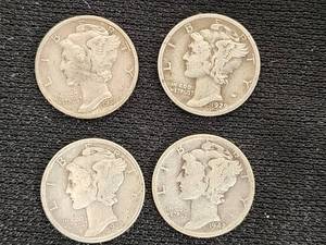Mercury Dimes including 1929, 1936, 1938, and 1942