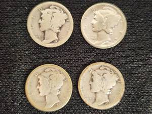 Lot of 8 Mercury Dimes from the 1920s and 1930s