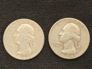 1954 and 1955 US Washington Quarters