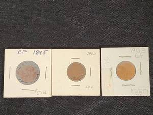 Lot of 3 Indian Head Pennies 1895, 1906, 1903