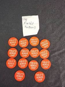 Fields Bonus Chip Tokens including 14 pieces and handwritten notes