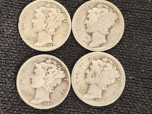 1940, 1937, 1918 and 192x Mercury Dimes
