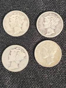 Mercury Dimes 1937, 1941, 1945, 1928