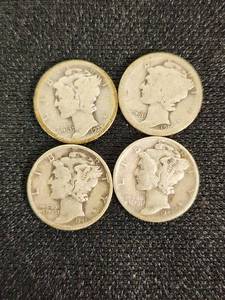 Mercury Dimes 1916, 1923, 1941, 1945